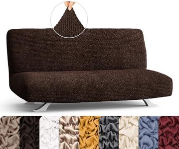 PAULATO BY GA.I.CO. Futon Cover - Armless Couch Cover Sofa Bed Slipcover Without Armrest - Soft Fabric Cover - 1-Piece Form Fit Stretch Futon Cover for Kid Pet - Microfibra Collection - Dark Brown