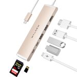 WALNEW 7 in 1 USB-C Hub with 4K HDMI,100W PD,5Gbps Data Port(1 Type-C & 2 USB 3.0),SD/TF Reader, Thunderbolt 4 Dock Multiport Adapter for MacBook Pro Air,Mac,iPad 10/Mini 6,Surface (Starlight)