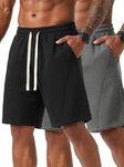 ZUY Men's Baggy Sweat Shorts Cotton Fleece 8" Athletic Shorts Pro Workout Gym Lounge Shorts for Mens with Pockets Black/Dark Grey L