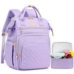 AIJIEKE Lunch Backpack for Women, 15.6 inch Laptop Backpack, Nurse Work Backpack for Women with Insulated Lunch Cooler Bag, Purple, Modern