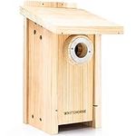 WHITEHORSE Premium Cedar Bird House - Weatherproof Design - A Solid Nest Box Built to Last