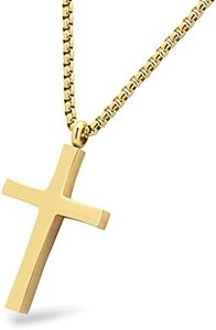 555Jewelry Stainless Steel Cross Adjustable Rolo Chain Pendant Necklace 16-28'' Inches, Metal, not known