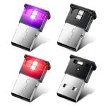 Linkstyle 4PCS Mini USB LED Atmosphere Light, 8-Color RGB Car Interior Light, Adjustable Brightness, Universal 5V Lamp