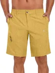 Little Donkey Andy Men's Quick Dry Stretch Shorts for Hiking Golf Travel, with Elastic Waist Yellow M