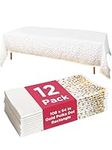 Master Deals USA 108" X 54" White Disposable Plastic Tablecloth with Gold Accents