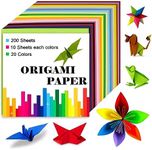 Origami Paper Double Sided Color 200 Sheets,6x6 inch Origami Paper 20 Colors,Origami Paper kit for kids Ages 5-8 8-12,Colored Paper Kit Gifts for Beginners (Colorful)