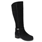 Comfy Moda Knee High Boots for Women, Waterproof Suede Fur Lined Winter Boots, Nicole, Black Size 10