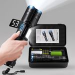 DBCMEW Torches LED Super Bright, Focus 𝟏𝟎𝟎𝟎𝟎𝟎 𝐥𝐮𝐦𝐞𝐧𝐬 Rechargeable Torch, Powerful Tactical Flashlight with COB Side Light, Camping Torch for Outdoor, Walking, Emergency, Gift etc.