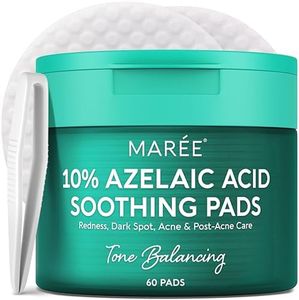 MAREE Azelaic Acid Toner Pads – Exfoliating Pads with Glycolic & Hyaluronic Acid for Face – 10% Azalecic Acid & Centella Redness Soothing Pad – Zero Pore Facial Acne Care Toning Pad – Acido Azelaico