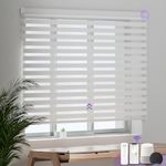 Astomi Smart Blinds for Window Motorized Zebra Blinds Works with Google Home Alexa Light Filtering Shades Custom (Pure White)