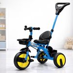 Storio Kids Tricycle with Parental Handle, Bell & Storage Basket | Baby Trike with EVA Wheels & Safety Belt | for Kids Age 2–5 Years | Durable Frame | Weight Capacity 30 Kg - Blue