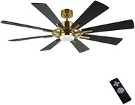 WINGBO 72" DC Ceiling Fan with Lights and Remote, Gold and Black Ceiling Fan w/ 3 Downrods, 8 Plywood Blades, 6-Speed Reversible DC Motor, Modern Ceiling Fans Indoor for Kitchen Bedroom Living Room