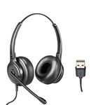 Leitner LH255XL Dual-Ear USB Headset with Noise Cancelling Microphone – Works with 100% of VoIP Phone Systems