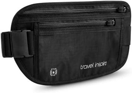 travel inspira Travel Money Belt with Anti-Theft Zipper Upgrade Larger Slim Travel Pouch with RFID Blocking Fabric to Protect Credit Cash, Passports, and Documents, Black