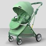StarAndDaisy Coballe Baby Stroller, 2 in 1 High Landscape Convertible Reversible Bassinet Pram for Infant, Foldable Aluminum Alloy Pushchair with Adjustable Backrest, 3D Suspension (Green)