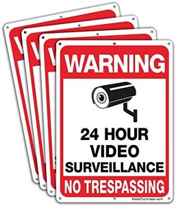 Faittoo 4-Pack Video Surveillance Sign, No Trespassing Metal Reflective Warning Sign, 10 x7 Inches 0.40 Aluminum Indoor or Outdoor Use for Home Business CCTV Security Camera,UV Protected & Waterproof