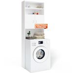 CASARIA® Washing Machine 2 Door Shelf Cabinet | 185x63x20cm MDF 2 Doors Bathroom Over Toilet WC Cabinet | Tall Washing Machine Tumble Dryer Surround White