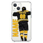 VNGDA DIY Custom Name & Number Ice Hockey Team Clear Case for iPhone 15 14 Pro Max 13 12 11 Xs Max Xr SE3 8 7 6 Plus 11 Pro Mini，with 4 Shockproof Corners Customized Transparent Case(Boston)