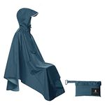 SaphiRose Cycling Rain Poncho Waterproof Rain Coat Hiking Rain Jacket Bike Rain Cape Windbreak for Women Men (Deep Blue)