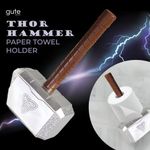 Thor's Hammer Mjolnir Toilet Paper Roll Holder Gag, Stocking Stuffer - Channel The Power of Mighty Thor Themed Bathroom Decor - Mounting Slots Included, Papertowel, Perfect Novelty Gifts