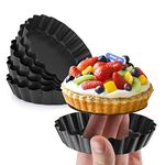 Gutsdoor Tart Tin Tart Tins for Baking Pie Dish Tin Mini Pan 4 Inch with Removable Bottom Nonstick Round Set of 6