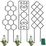 WellSign Trellis for Potted Climbing Plants, 16.75 inch Garden Metal Trellis for Indoor Outdoor with Different Patterns for Vine Ivy Flower Plant Support 3 Pack