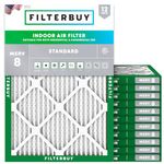 Filterbuy 18x24x1 Air Filter MERV 8 Dust Defense (12-Pack), Pleated HVAC AC Furnace Air Filters Replacement (Actual Size: 17.38 x 23.38 x 0.75 Inches)