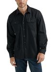 Wrangler Authentics Men's Long Sleeve Classic Woven Shirt, Black, Medium