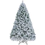 Yaheetech 5ft Christmas Tree Snow Flocked Artificial Tree Holiday Decorative Tree with Foldable Stand 532 Tips