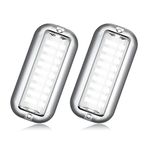 BASIKER BS1 Marine LED Boat Light (2x1200LM 27LED), 10-36V, 316 Stainless Steel, IP68, Air or Underwater, Surface Mount Designed for Cruise Ships, Yachts, Boats, Sailboat, Pontoon, Transom (White)