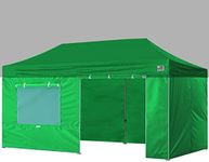 Eurmax Zippered Walls for 10 x 20 Canopy Tent,Enclosure Sidewall Kit with Roller Up Mesh Window and Door,4 Walls ONLY,Kelly Green