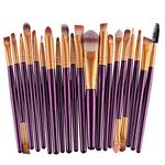 Kolight®20 Pcs Pro Makeup Set Powder Foundation Eyeshadow Eyeliner Lip Cosmetic Brushes (Purple+Gold)