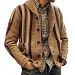 AMhomely Mens Knitted Cardigan Sweater Chunky Knit Jacket Full Front Stand Collar Long Sleeve Knitwear Jumper Plus Size