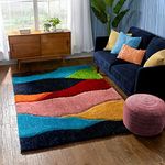 AYAT FATIMA CARPET Microfiber Carpets for Living Room Handwoven Carpet Kitchen Cabins Hall Area Modern Bedside Runner Carpets for Bedroom Shaggy Rugs 2 Inch Pile[Size 6x8 feet].