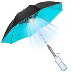 Uv Blocking Umbrella with Fan and Mist Spray, 3 in 1 Umbrella with Fan and Mister, Sun Umbrella Uv Protection, USB Rechargeable Cooling Umbrella with Fan, For Fishing, Golfing, Patio, Sand, Travel (Light Blue)