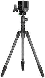 TONYBOO Carbon Fiber Shooting Tripod with Rifle Gun Clamp,Heavy Duty Hunting Tripod for Rifle with 360° Rotation Ball Head,Shooting Saddle Clamp for Shooting Sticks