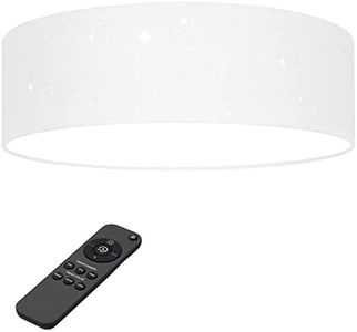 Navaris Flush Mount Ceiling Light - 12.6" Diameter Drum Lamp Shade LED Fixture with Remote Control - Bedroom Living Room - White