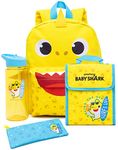Baby Shark Backpack Set Toddlers Nursery Bag 4 Piece Lunch Box Water Bottle Pencil Case