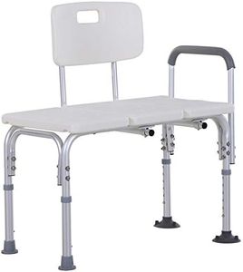 Homcom Sedia da Doccia con Altezza Regolabile su 6 Livelli, Piedini e Bracciolo Antiscivolo, Ampia Seduta (68.5x40.5cm)