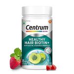 Centrum Healthy Hair Biotin+ | 30 Gummies for Men & Women | 100% RDA of Biotin, Amla, Vitamins & Minerals | World's #1 Multivitamin Brand | 100% Veg