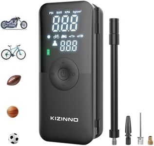 Electric Bike Pump Portable for Bicycle Tires, Compact Motor Air Pump - Fast Inflator 150PSI Smart Air Pump with Digital Pressure Gauge for Bike, E-Bike, Motorcycle with Presta and Schrader Valve