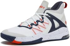 AND1 Turnaround Men’s Basketball Shoes, Indoor or Outdoor Basketball Sneakers for Men, Street or Court, Sizes 7-16, White/Navy Blue, 9 Women/7.5 Men