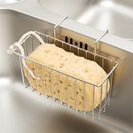 Kitchen Sponge Holder Sink Basket Sink Caddy Brush Dishwashing Liquid Drainer Rack Silver Small (6.7"x 4.5"x 4.5")