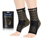 Copper Ankle Brace Support for Men & Women (Pair), Best Ankle Compression Sleeve Socks for Plantar Fasciitis, Sprained Ankle, Achilles Tendonitis, Joint Pain Relief, Injury Recovery, Sports