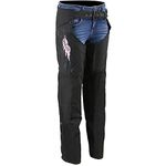 Milwaukee Leather SH1956 Women's 'Winged' Black and Pink Textile Chaps - Medium