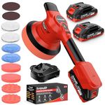 Cordless Brushless Car Buffer Polisher - SundpeyPRO 6-Inch 8000RPM Random Orbital Buffer Polisher w/ 8 Variable Speed & 2 x 2.0Ah Battery & 10PCs Polishing Kit for Waxing & Polishing & Scratch Removal