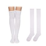 1 Pair Thigh High Socks, Cotton Soft Knee High Long Stockings Women Leg Warmers for Halloween Wednesday Cosplay (White)