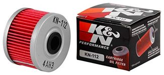 K&N Motorcycle Oil Filter: High Performance, Premium, Designed to be used with Synthetic or Conventional Oils: Fits Select Honda, Kawasaki Motorcycle Models, KN-112, red