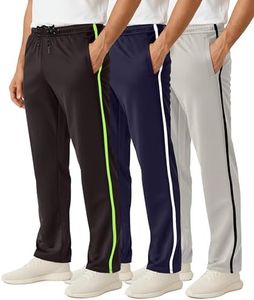 Real Essentials Big & Tall King Size Mens Men's Mesh Athletic Active Gym Workout Open Bottom Sweatpants Pockets Sports Training Track Running Casual Lounge Quick Dry Pants - Set 6, 4X,Pack of 3