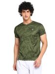 AMERICAN CREW V-Neck Sports T-Shirt for Men (AC494-S_Green Camo)